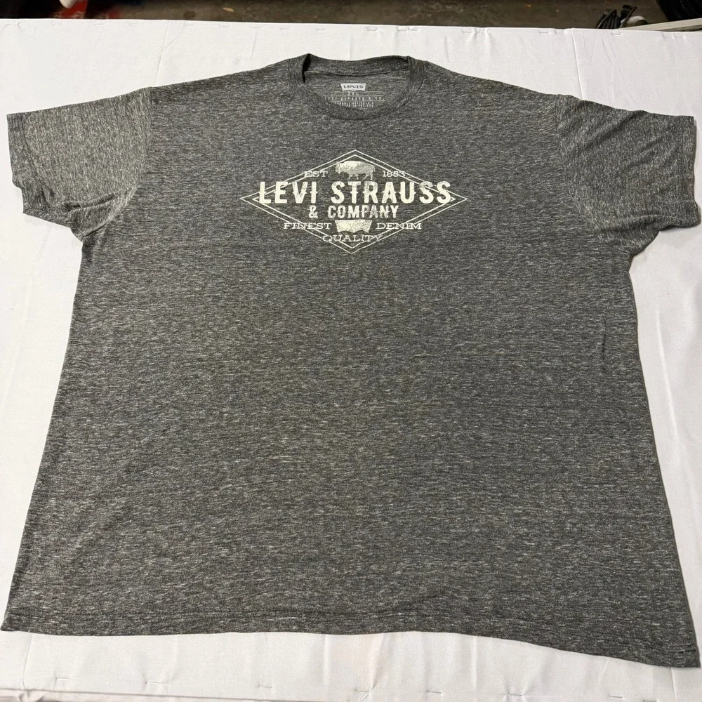 Levi Strauss & Co Mens 2XL Charcoal Gray Heather Graphic T-Shirt Short Sleeve